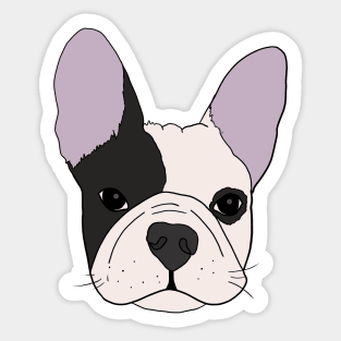 French Bull Dog Face Hand drawn grey and white fur Sticker